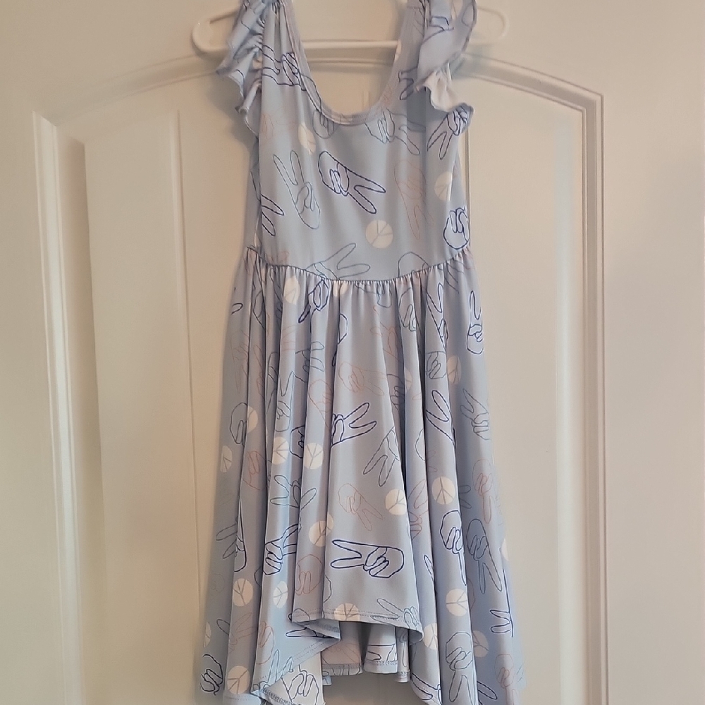 Dot Dot Smile Light Blue Dress with Ruffle Sleeves